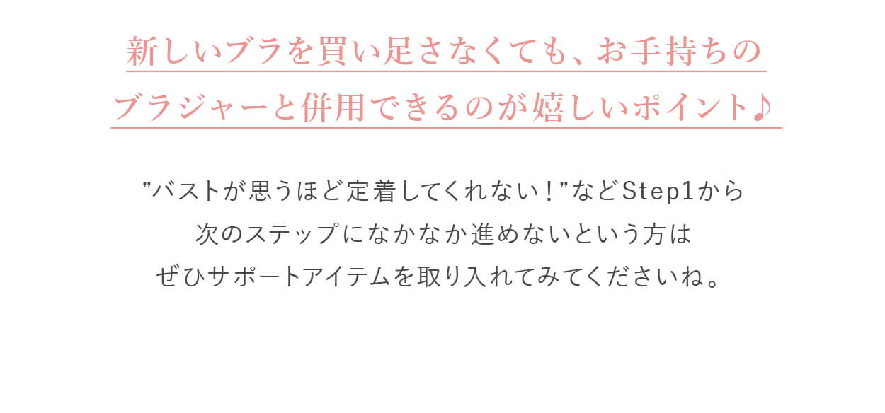 お手持ちのブラジャーと併用できるのが嬉しいポイント