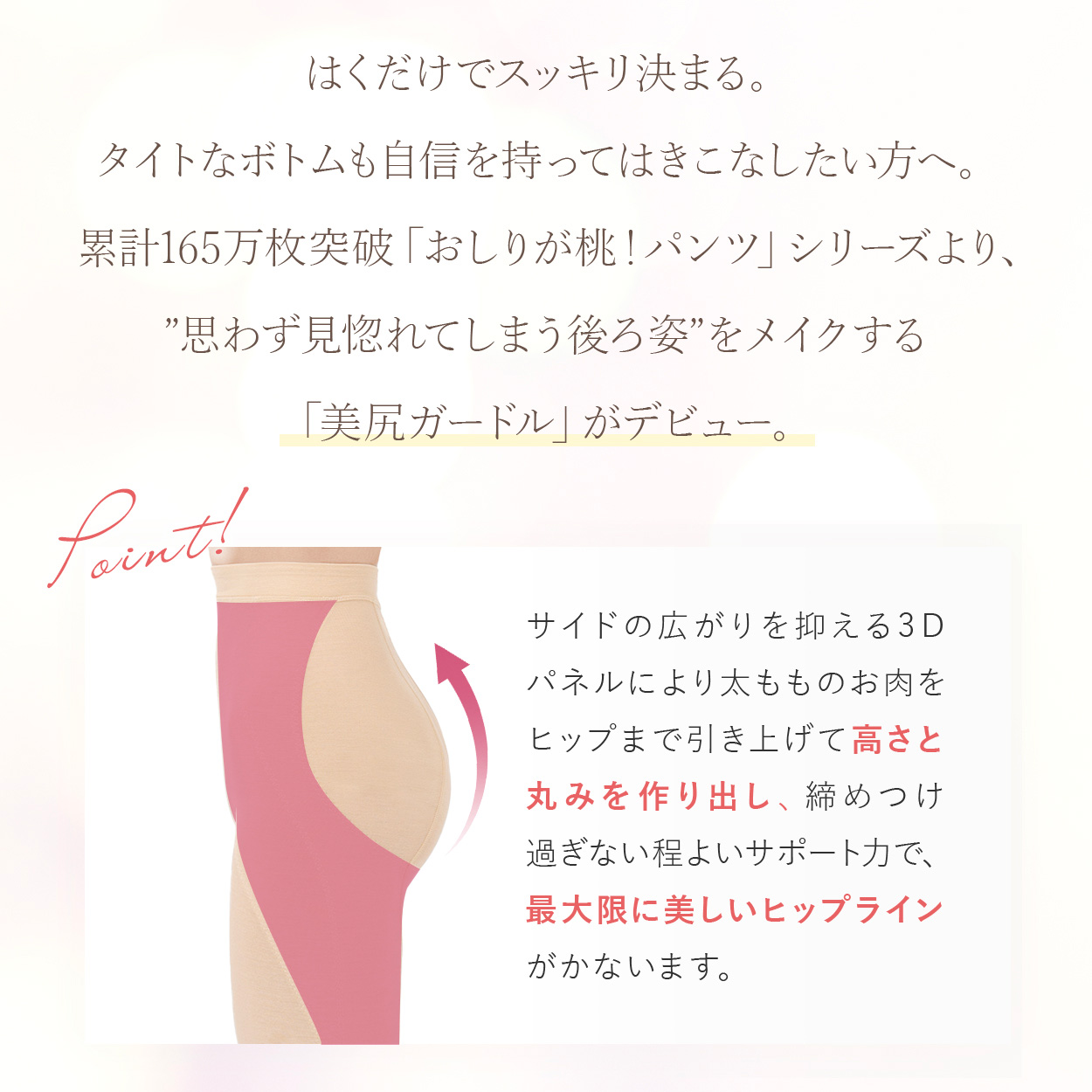 累計127万枚突破！「おしりが桃！パンツ」シリーズより満を持して新登場「おしりが桃メリハリキープガードル」