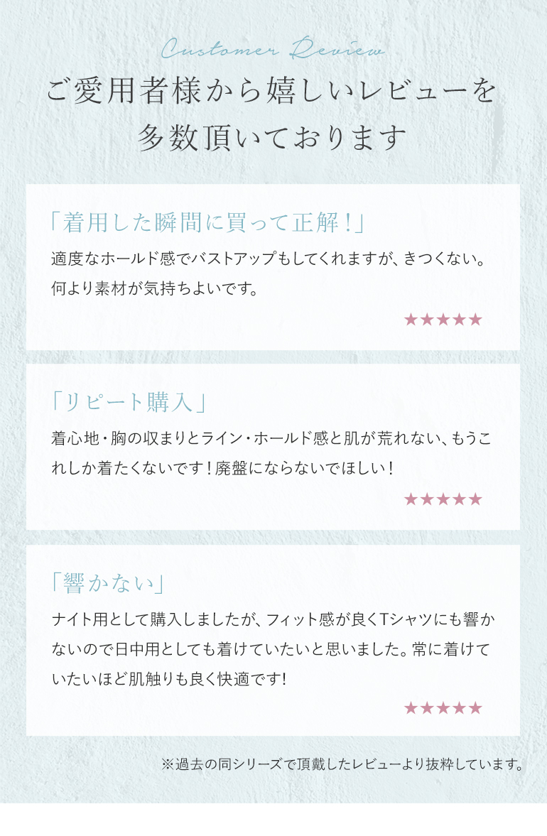 ご愛用者様から嬉しいレビューを多数いただいております