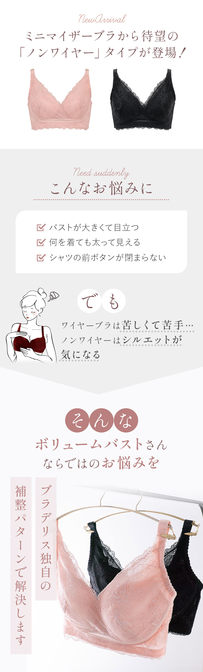 ミニマイザーブラから待望の「ノンワイヤー」タイプが登場