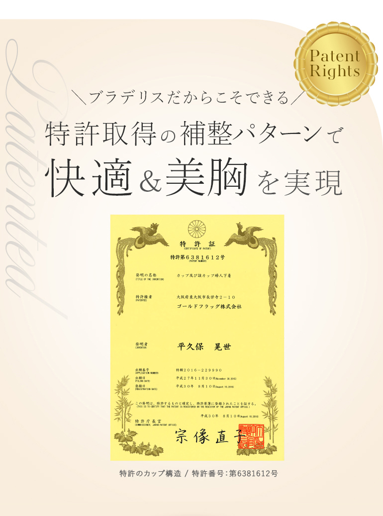 特許取得の補整パターンで快適＆美胸を実現