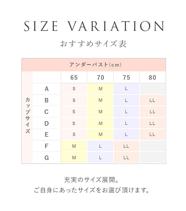 おすすめサイズ表