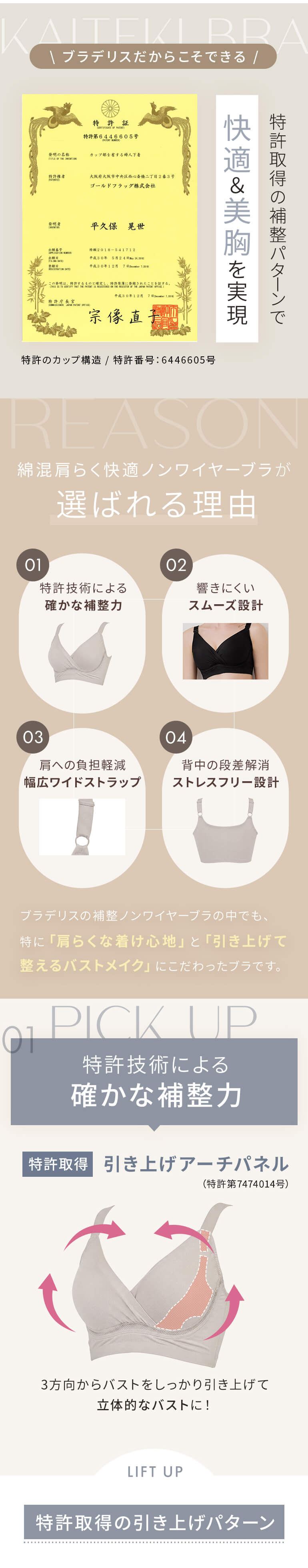 特許技術による確かな補整力