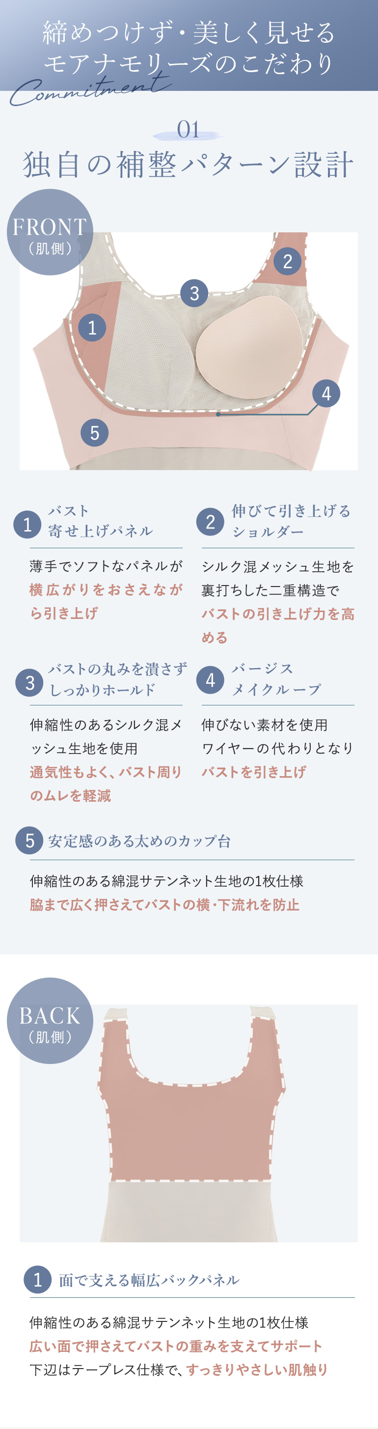 締めつけず・美しく見せるモアナモリーズのこだわり
